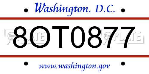 8OT0877 District Of Columbia License Plate