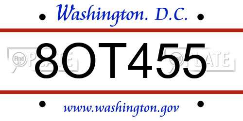 8OT455 District Of Columbia License Plate