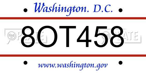 8OT458 District Of Columbia License Plate