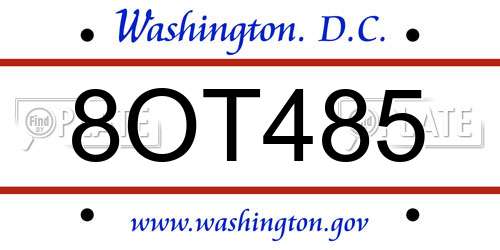 8OT485 District Of Columbia License Plate
