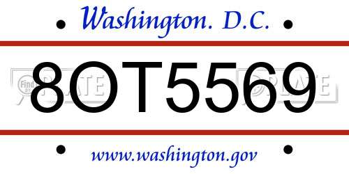 8OT5569 District Of Columbia License Plate