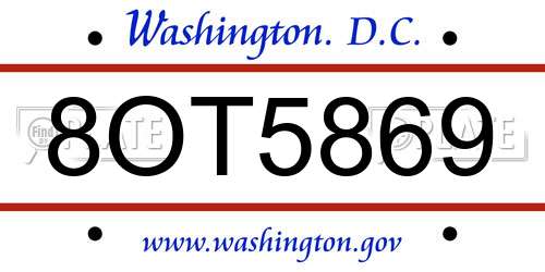 8OT5869 District Of Columbia License Plate