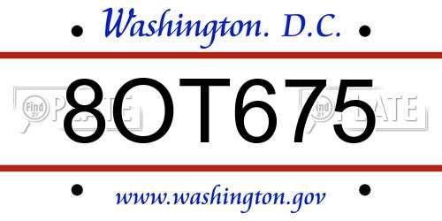 8OT675 District Of Columbia License Plate