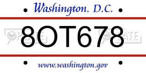 8OT678 District Of Columbia License Plate