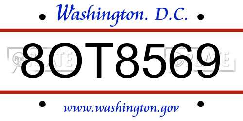 8OT8569 District Of Columbia License Plate