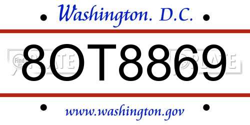 8OT8869 District Of Columbia License Plate