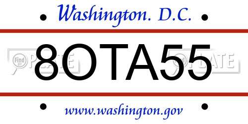 8OTA55 District Of Columbia License Plate