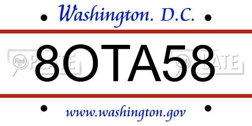 8OTA58 District Of Columbia License Plate