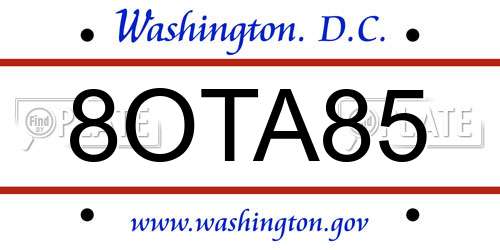 8OTA85 District Of Columbia License Plate
