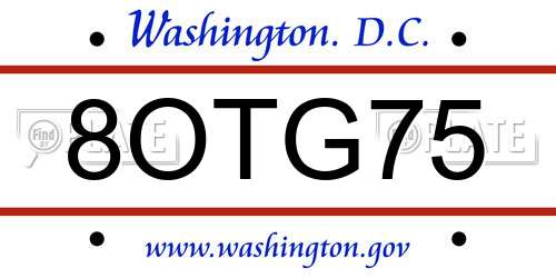 8OTG75 District Of Columbia License Plate