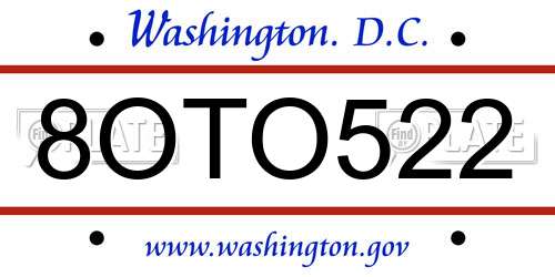 8OTO522 District Of Columbia License Plate