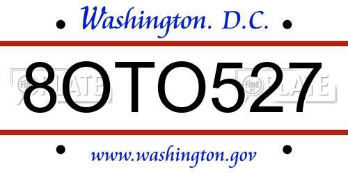 8OTO527 District Of Columbia License Plate