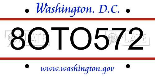8OTO572 District Of Columbia License Plate