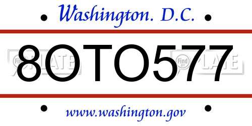 8OTO577 District Of Columbia License Plate