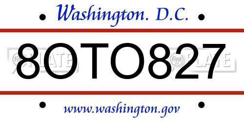 8OTO827 District Of Columbia License Plate