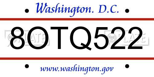 8OTQ522 District Of Columbia License Plate