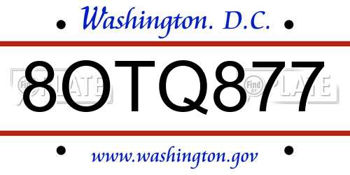 8OTQ877 District Of Columbia License Plate