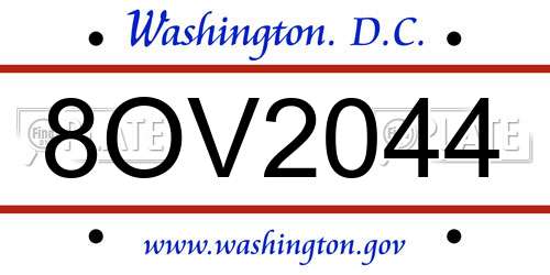 8OV2044 District Of Columbia License Plate