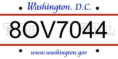 8OV7044 District Of Columbia License Plate