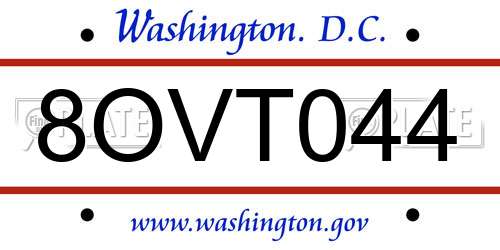 8OVT044 District Of Columbia License Plate