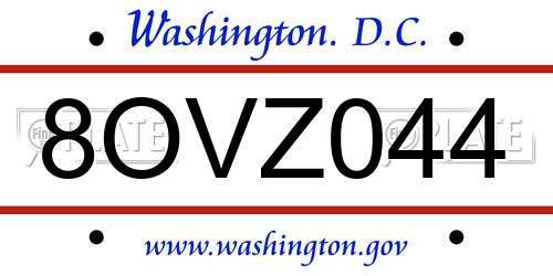8OVZ044 District Of Columbia License Plate