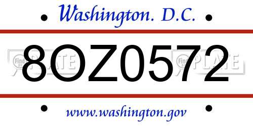 8OZ0572 District Of Columbia License Plate