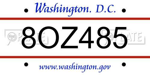 8OZ485 District Of Columbia License Plate