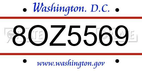 8OZ5569 District Of Columbia License Plate