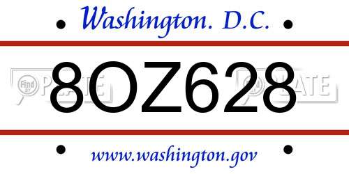 8OZ628 District Of Columbia License Plate