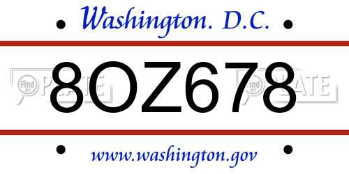 8OZ678 District Of Columbia License Plate