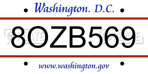 8OZB569 District Of Columbia License Plate