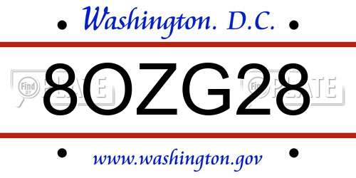 8OZG28 District Of Columbia License Plate