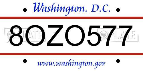 8OZO577 District Of Columbia License Plate