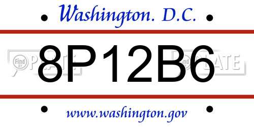 8P12B6 District Of Columbia License Plate