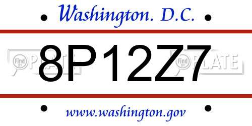 8P12Z7 District Of Columbia License Plate