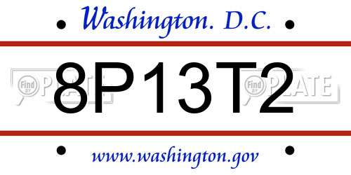 8P13T2 District Of Columbia License Plate