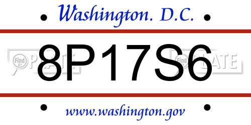 8P17S6 District Of Columbia License Plate