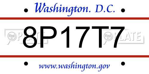 8P17T7 District Of Columbia License Plate
