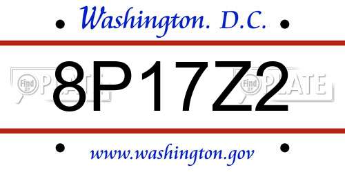 8P17Z2 District Of Columbia License Plate