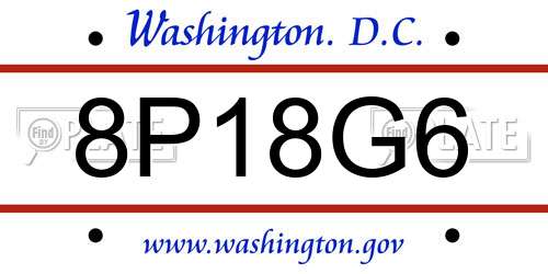 8P18G6 District Of Columbia License Plate