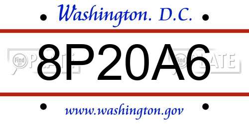 8P20A6 District Of Columbia License Plate