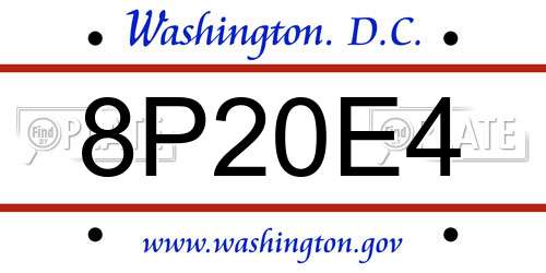 8P20E4 District Of Columbia License Plate