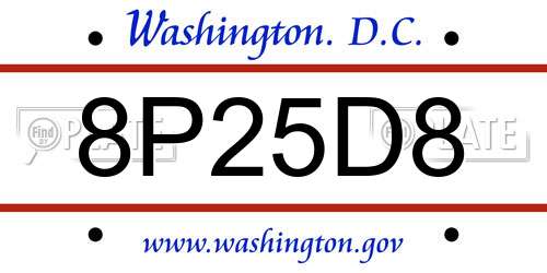 8P25D8 District Of Columbia License Plate