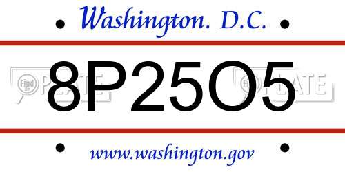 8P25O5 District Of Columbia License Plate