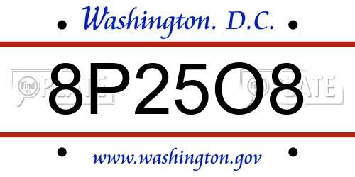 8P25O8 District Of Columbia License Plate
