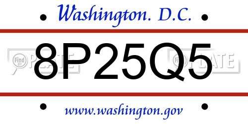 8P25Q5 District Of Columbia License Plate