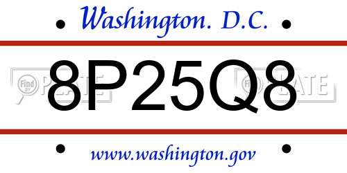 8P25Q8 District Of Columbia License Plate