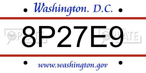 8P27E9 District Of Columbia License Plate