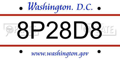 8P28D8 District Of Columbia License Plate