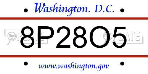 8P28O5 District Of Columbia License Plate